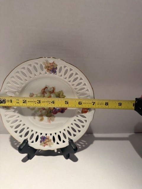 Vintage Winterling Bavaria porcelain plate with a reticulated border grape motif