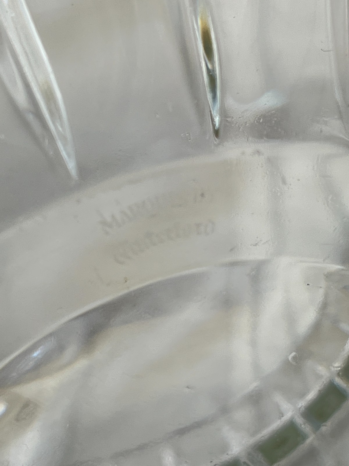 MARQUIS by WATERFORD QUADRATA CRYSTAL 7″ BOWL ~ GREEN RIBBON ATTACHED ~ SIGNED