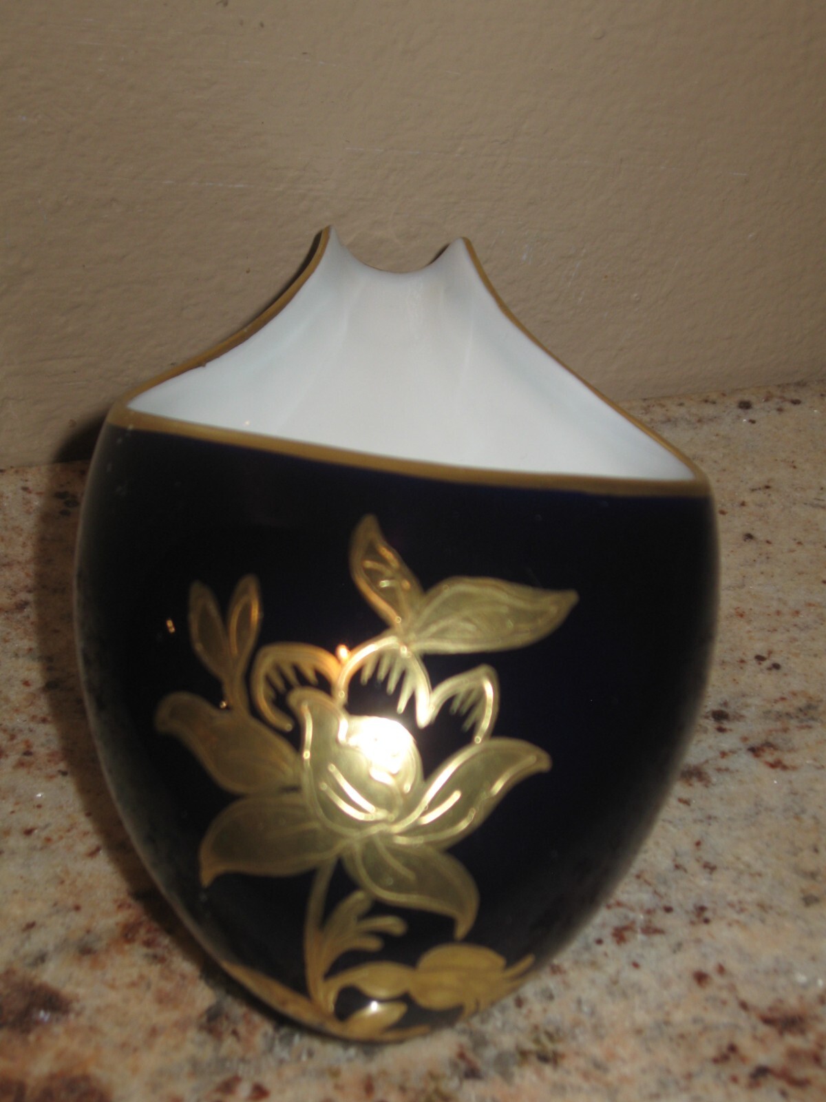 ECHT KOBALT JLMENAU COBALT BLUE GOLD FLORAL DESIGN GERMANY SPOONREST