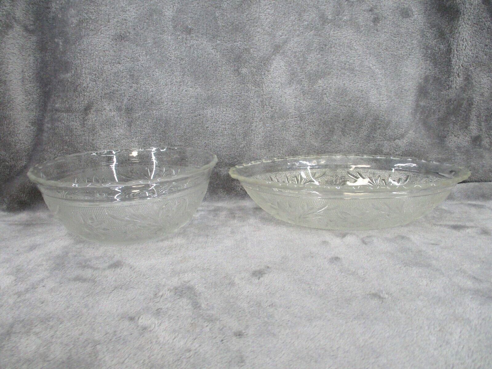 Anchor Hocking Oval Serving Bowl Round Cereal Bowl Set Sandwich Clear Glass 2pcs