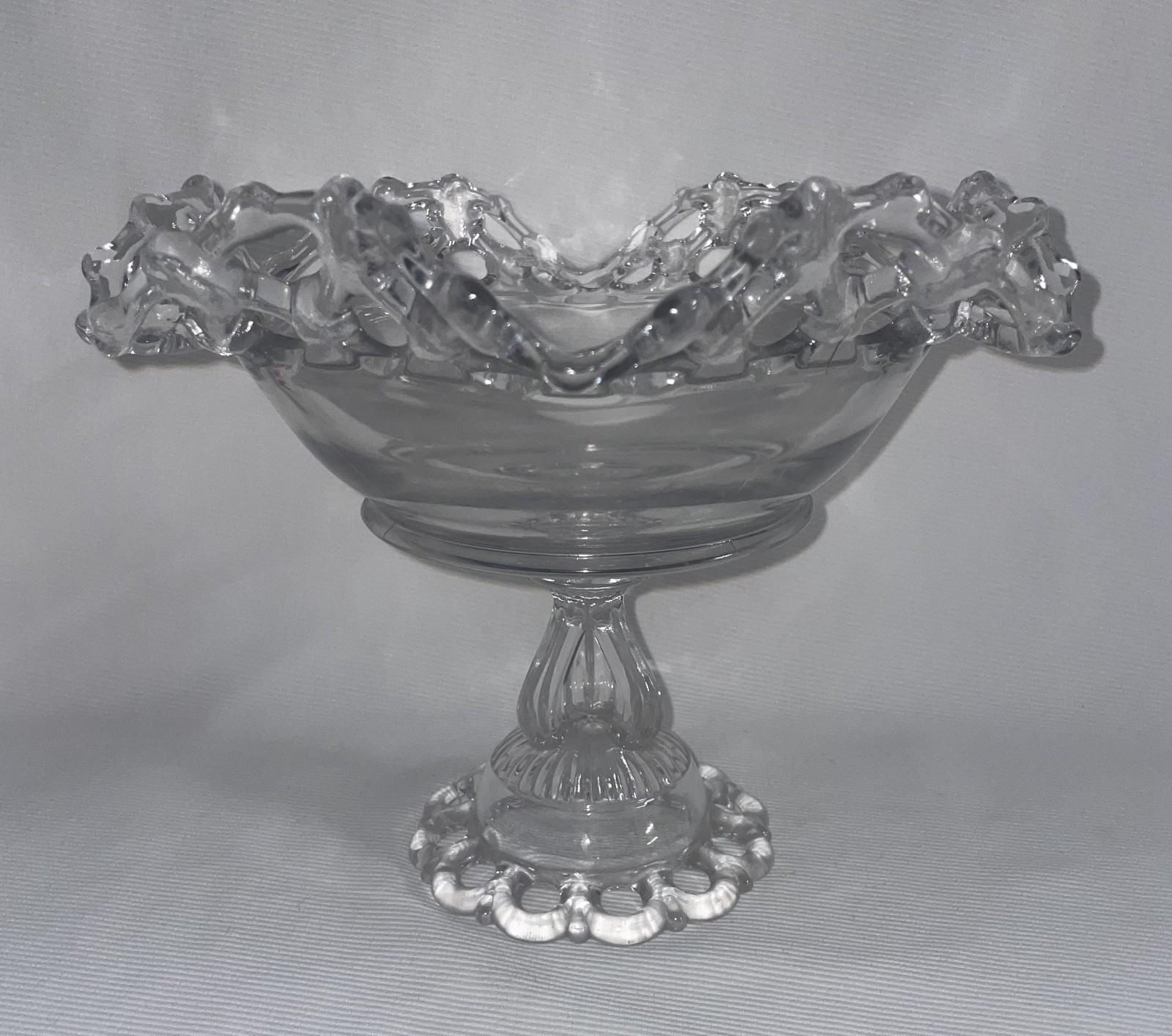 Vintage Westmoreland Lace Edge Pedestal Centerpiece Bowl Ruffled Edge