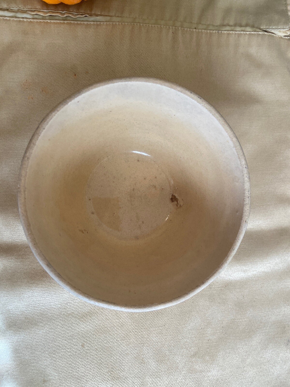 Antique Yelloware Bowl Nesting Mixing Blue Pink Stripes Small 6.25 in. #2 Bx1