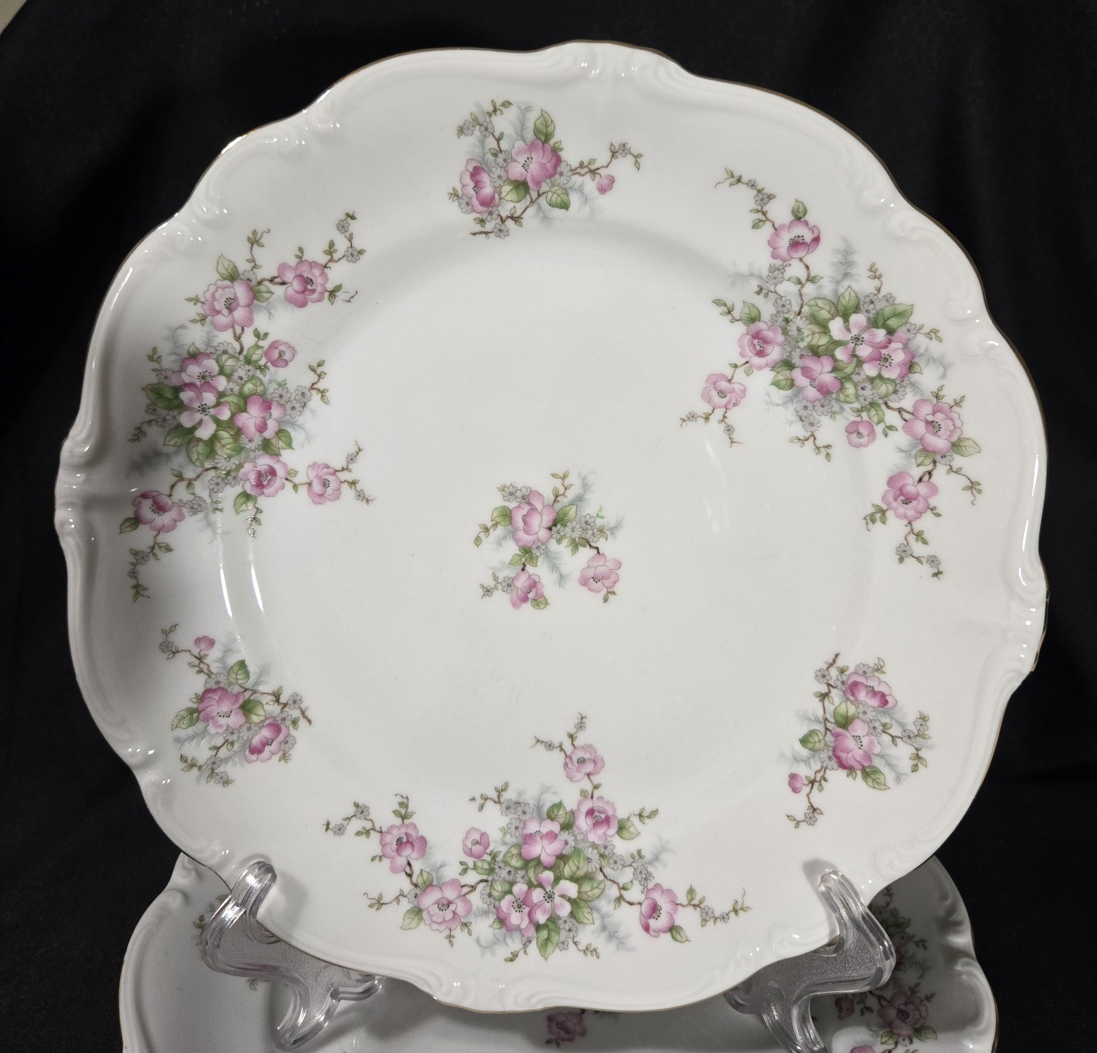 MINT Johann Haviland Bridal Rose Bavaria 4 Dinner Plates Pink Roses 10″