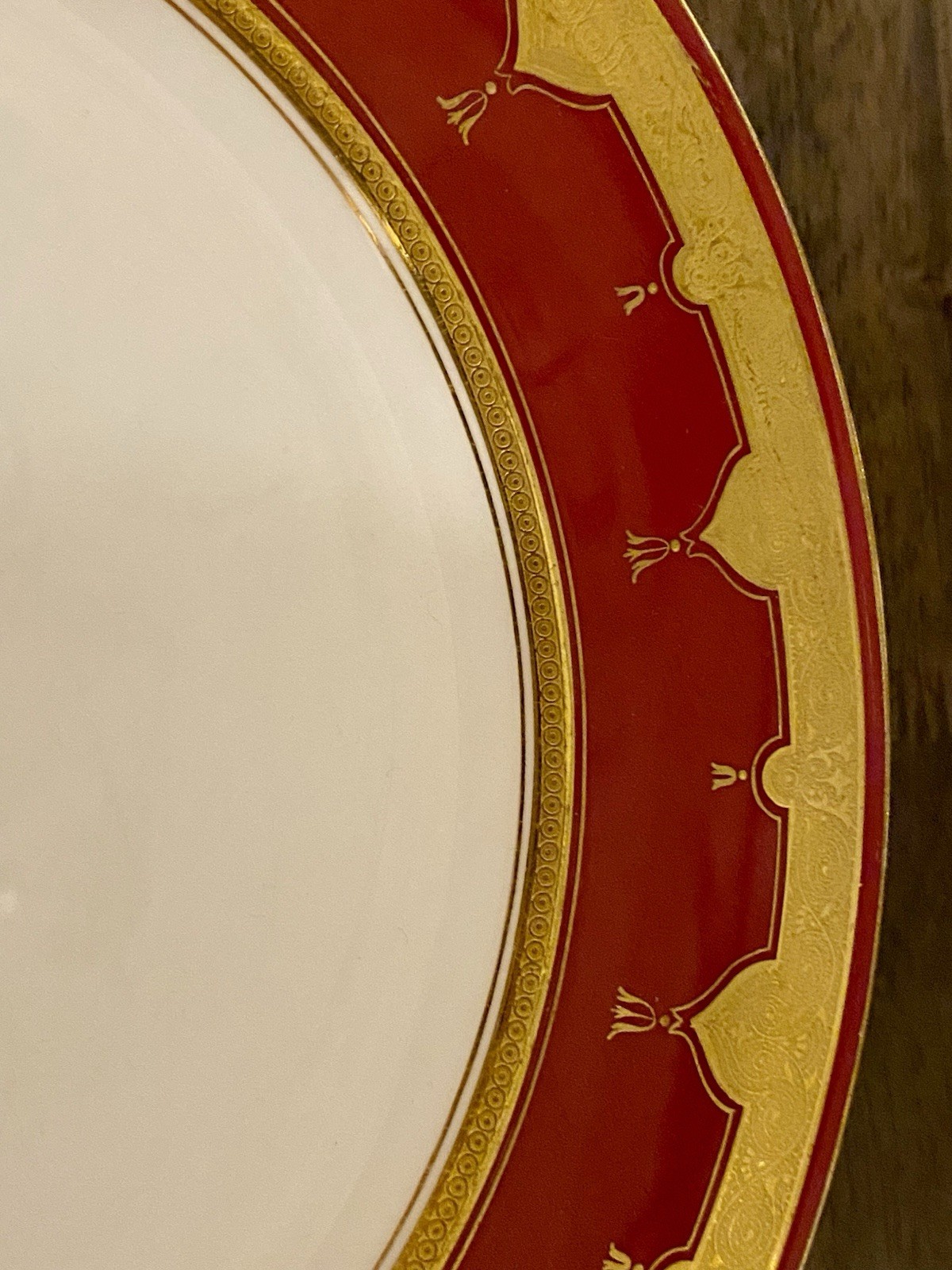 Antique MINTON Set Of 9 Dinner Plates G9561 Red Gold 10.25” Rare Museum Quality