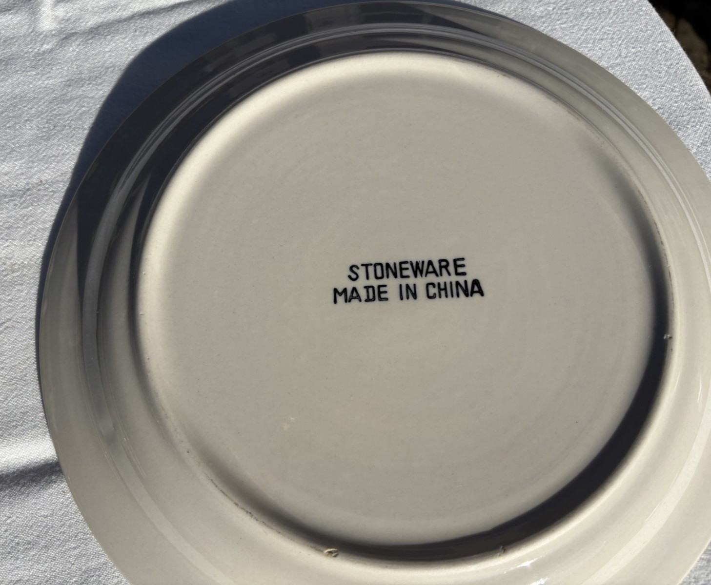 Made in China Stoneware Dark 2 Green Bands 10 1/8th” Dinner Plate(s) VGUC
