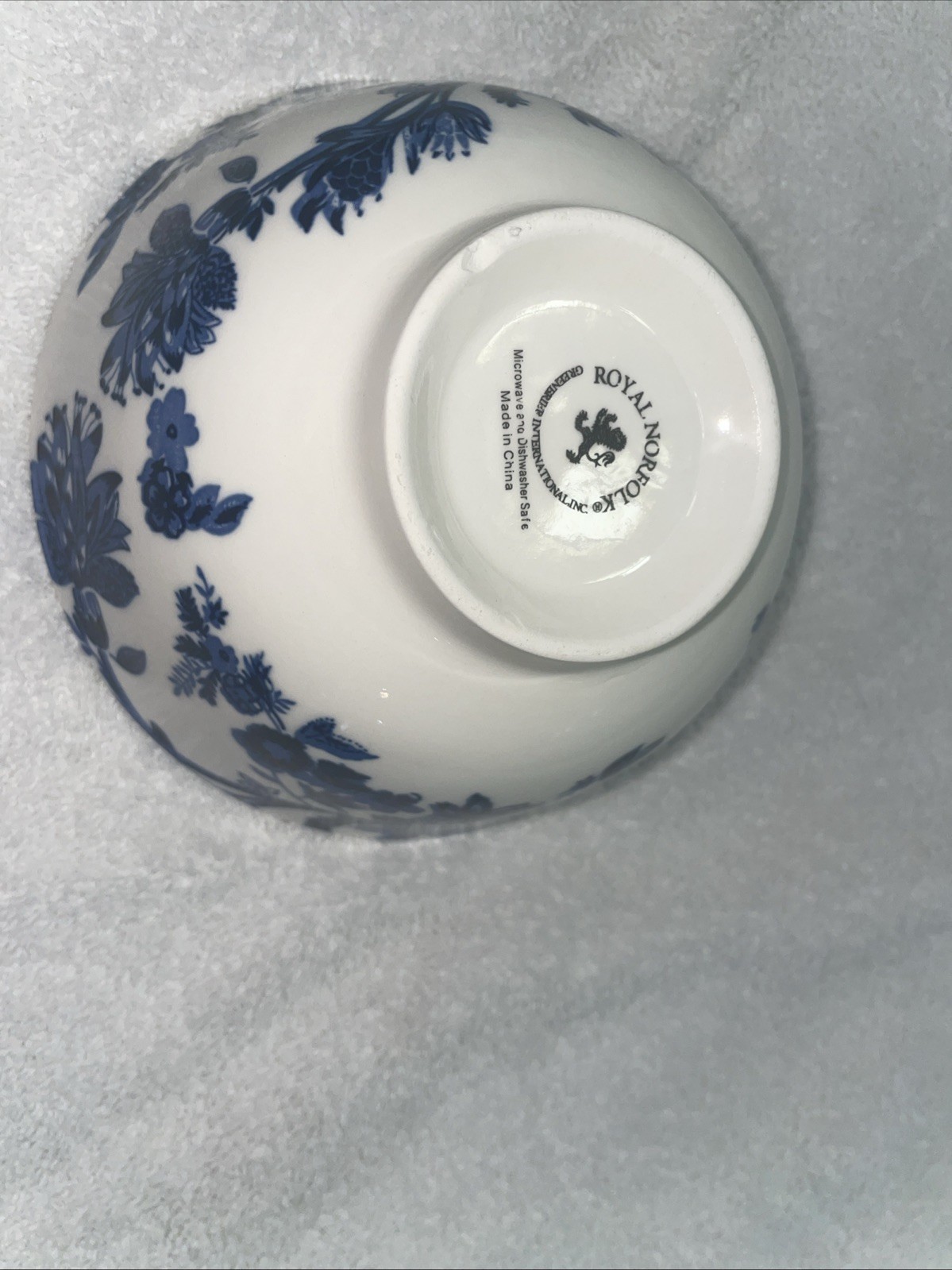 Royal Norfolk Blue Floral Ceramic Bowl, 6″ Blue and White Pottery