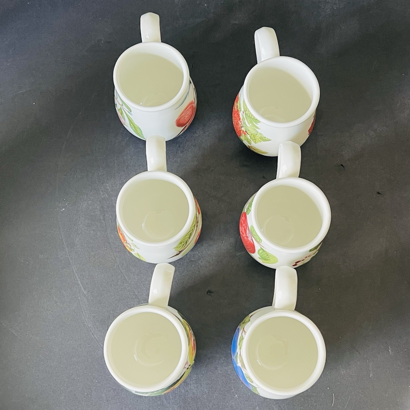 VTG Portmeirion Pomona Set Of 6 Small Fruit Cups Mugs Porcelain Made in England