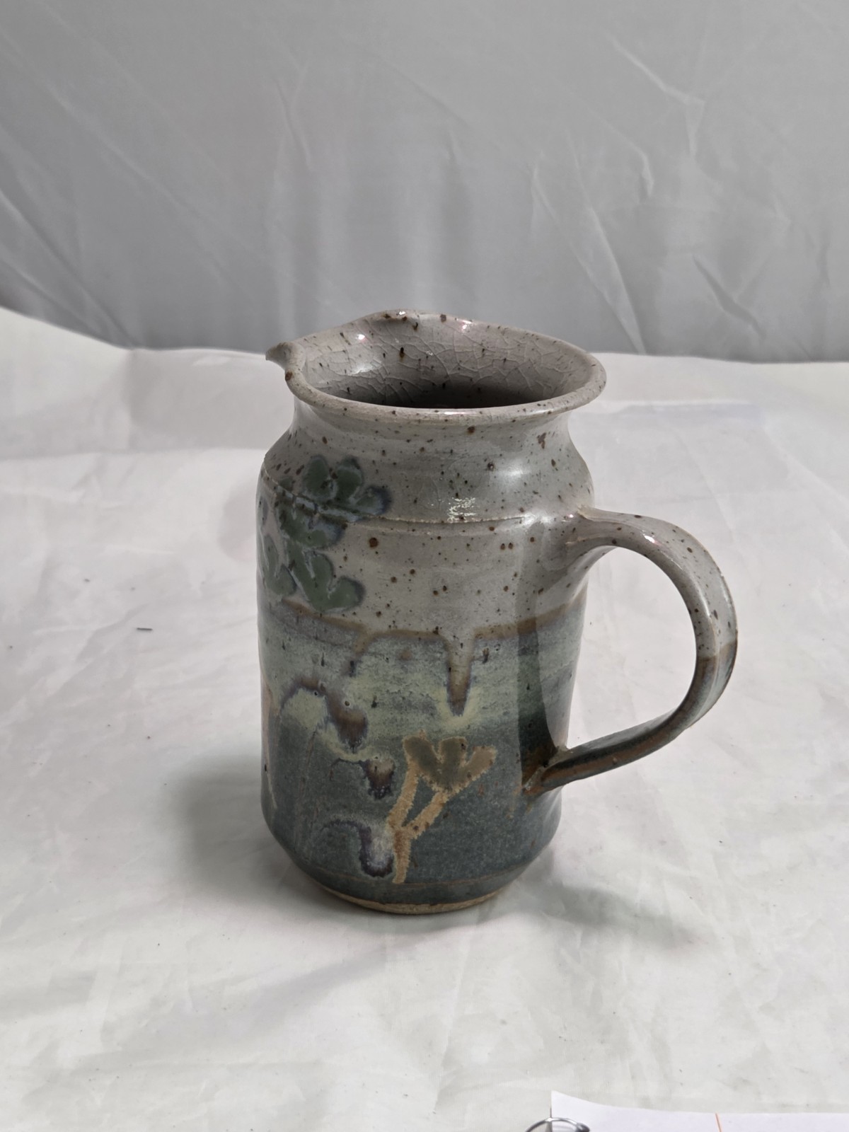 Vintage STUDIO Art Hand Painted, Hand Crafted Drip Glaze Stoneware Pitcher.
