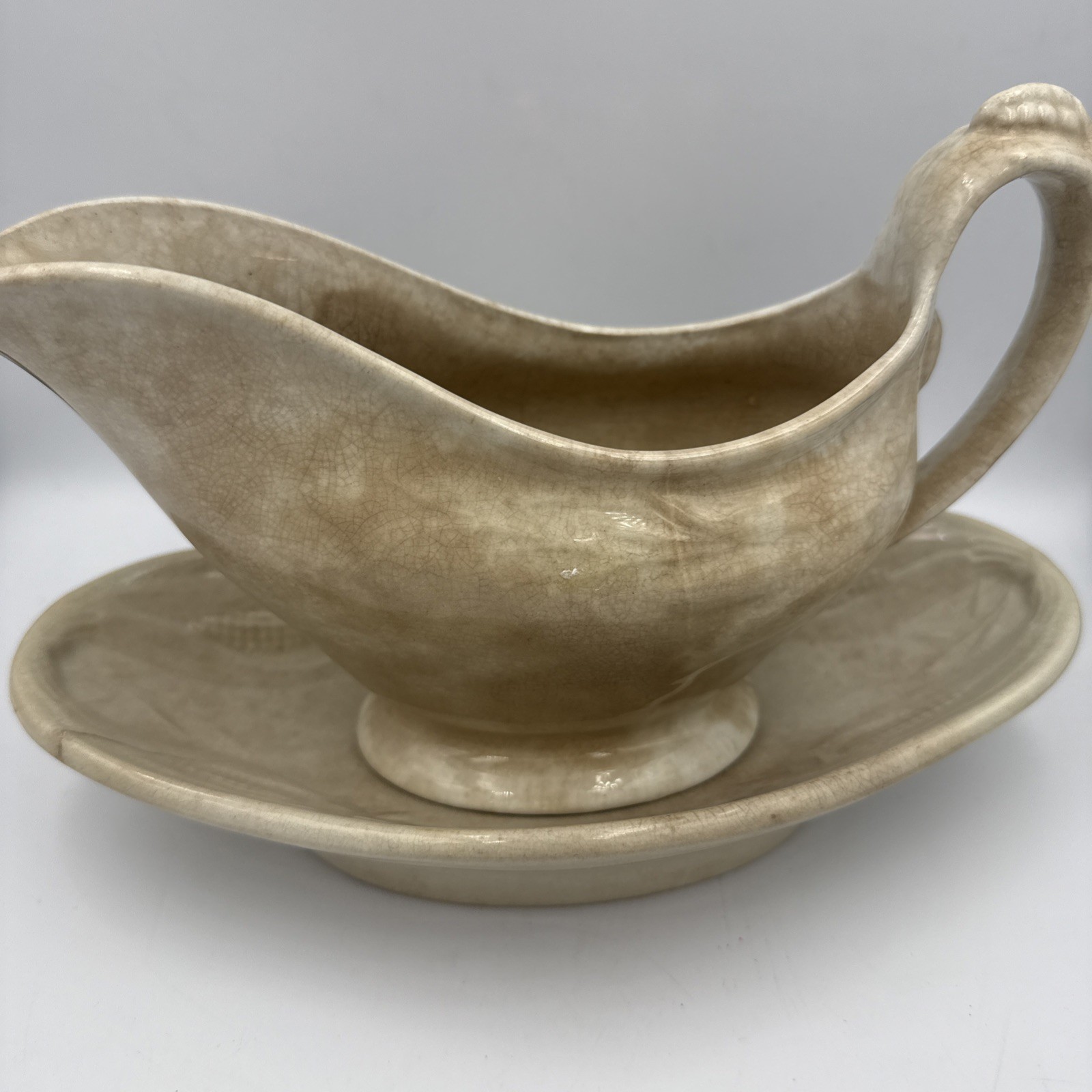 Wedgwood 1800’s Ironstone Ceres Wheat Corn Gravy Boat With 9” Underplate
