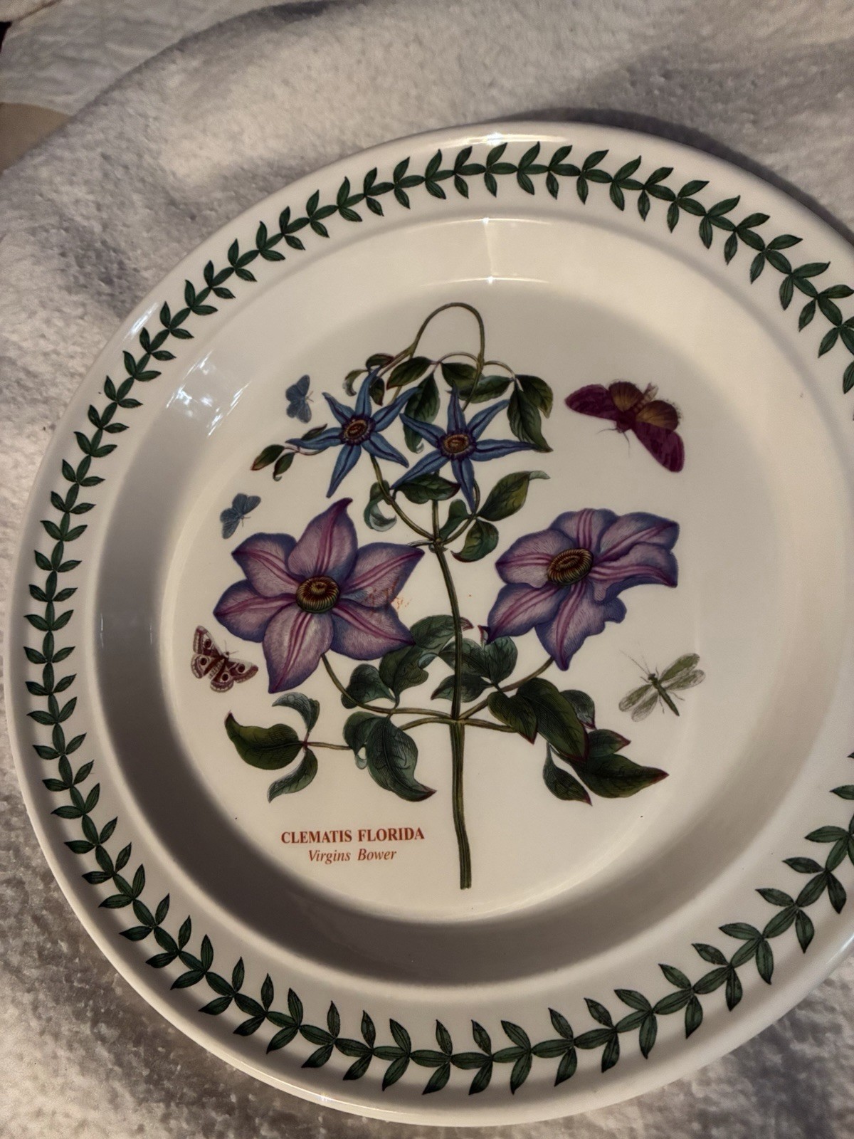 Portmeirion Botanic Garden 10.5” Dinner Plate Clematis Florida/ Virgin Bower