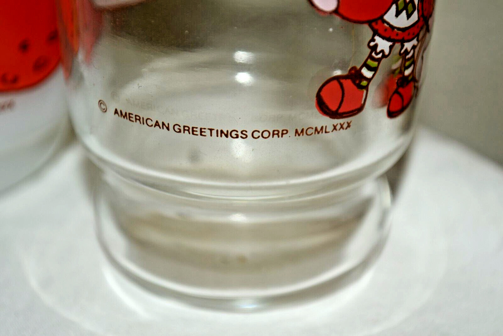 Vintage 3 piece STRAWBERRY SHORTCAKE lot COFFEE CUP Juice Glass & charm USA EUC