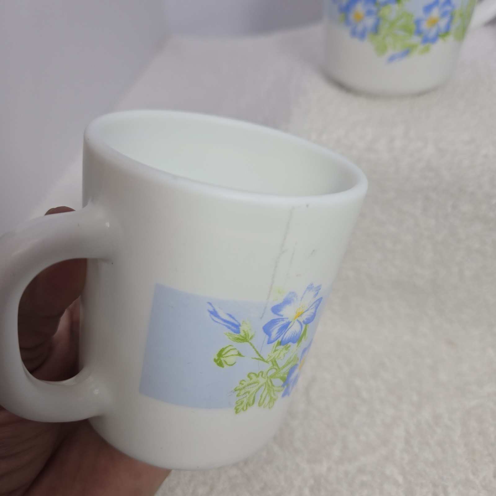 Vtg RAk Tea Cups Set Of 6 Small Ceramic Blue River 250ml Blue Floral Print UAE