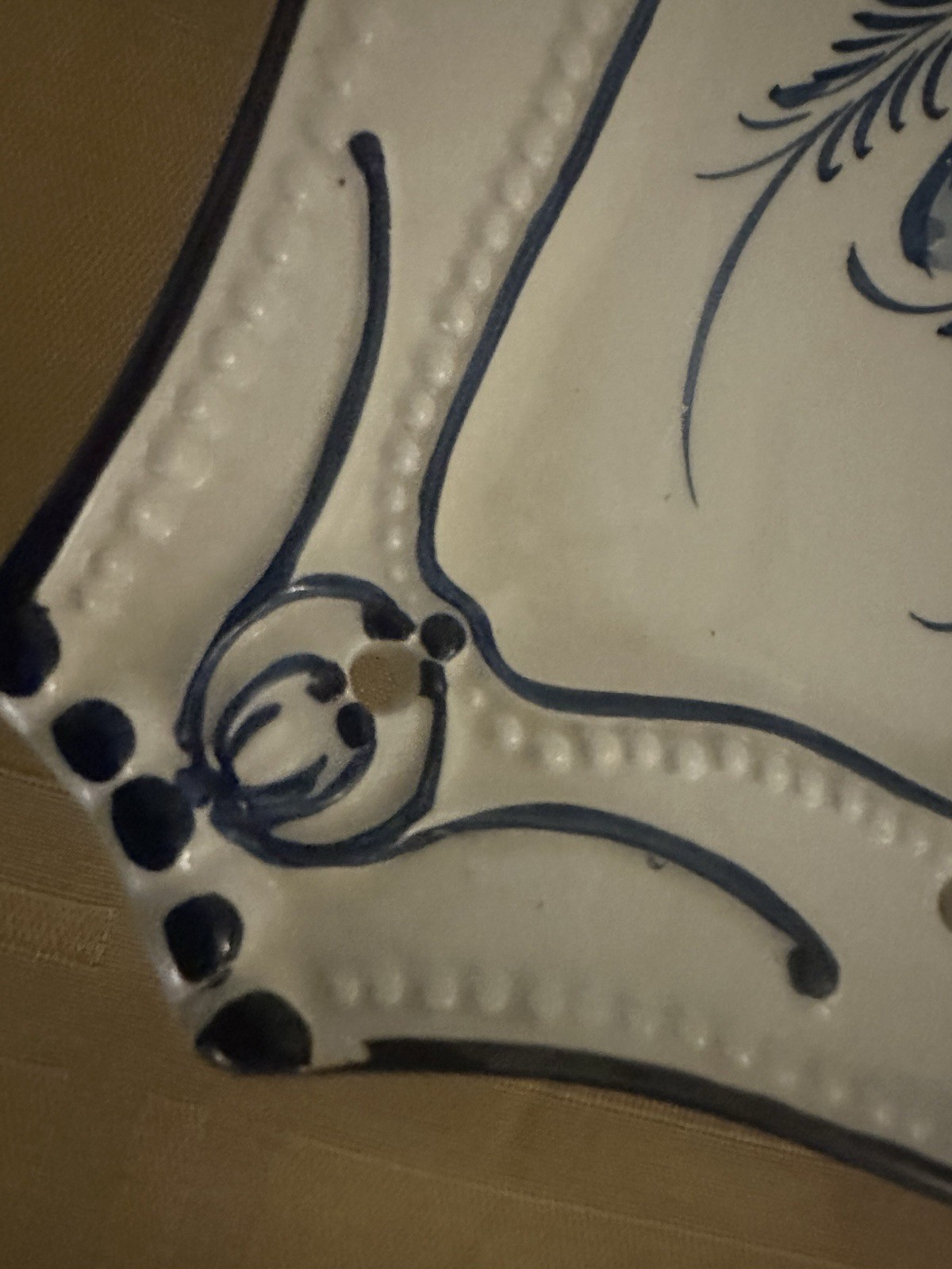 TG RCCL Portugal Hand Painted Blue White Ceramic Rectangular Platter Tray 973