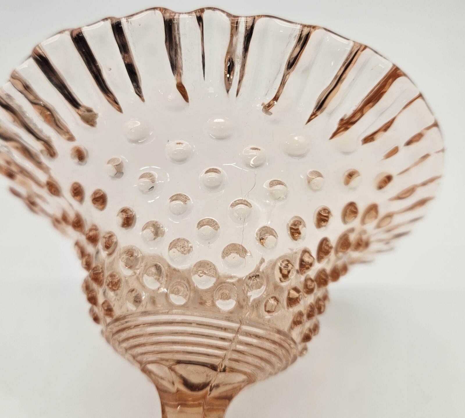Vintage Fenton Pink Glass Hobnail Compote Candy Dish 5 1/2 Inches Tall