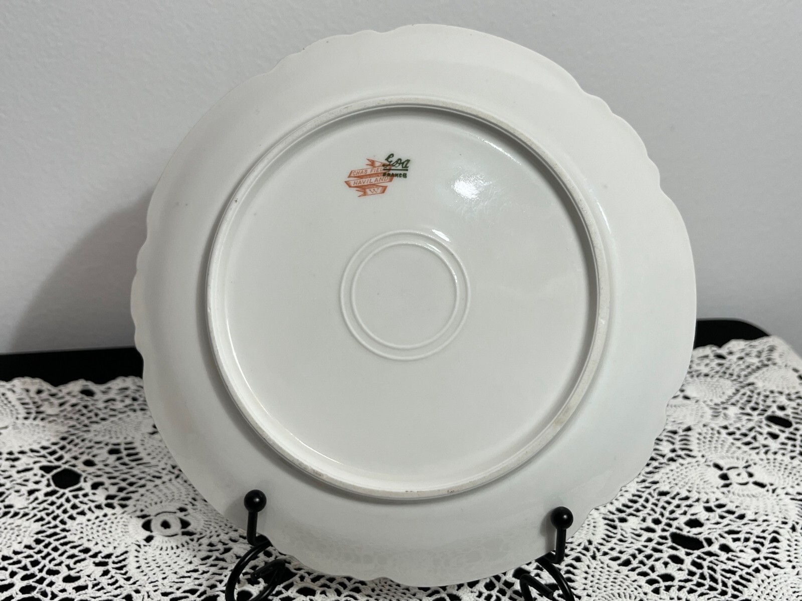 Antique Charles Field Haviland Limoges Plate Pink Rose Floral Pattern Gold Trim