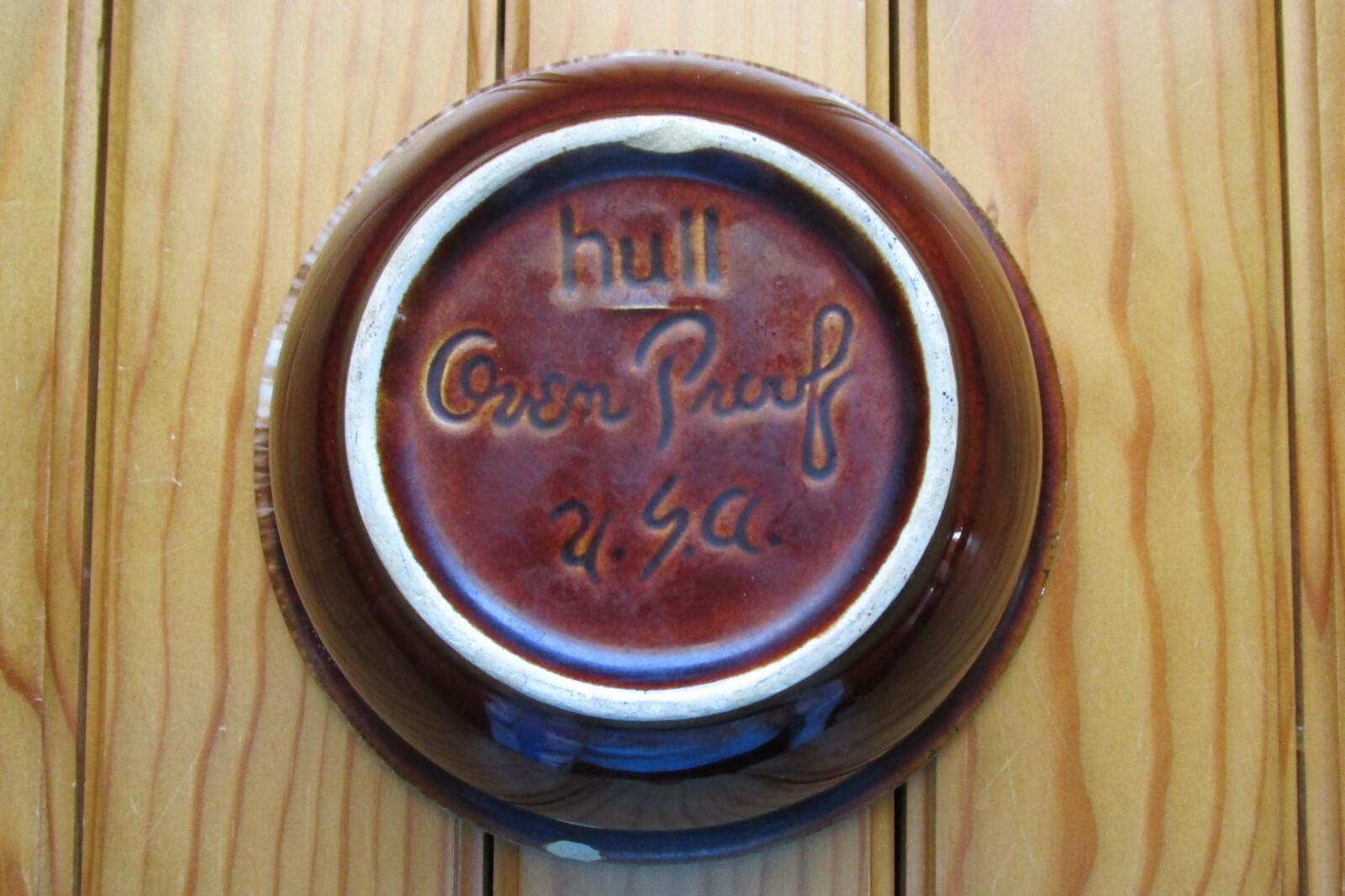 VINTAGE BROWN DRIP OVEN PROOF USA HULL 5.1/4″ WIDE X 2 1/8 IN TALL BOWL