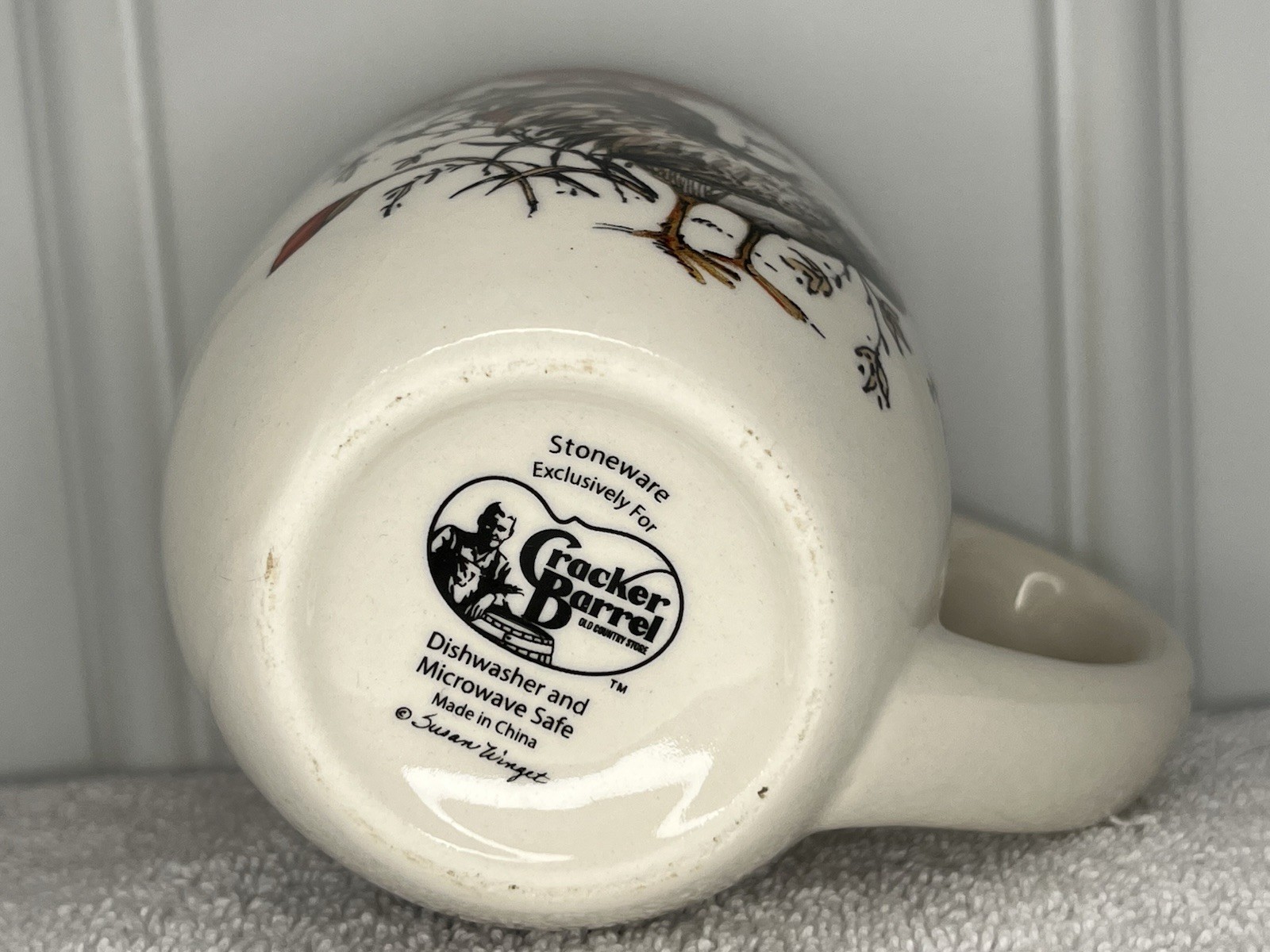 CRACKER BARREL Susan Winget Stoneware Farmhouse Rooster Coffee Mug Cup EXCELLENT
