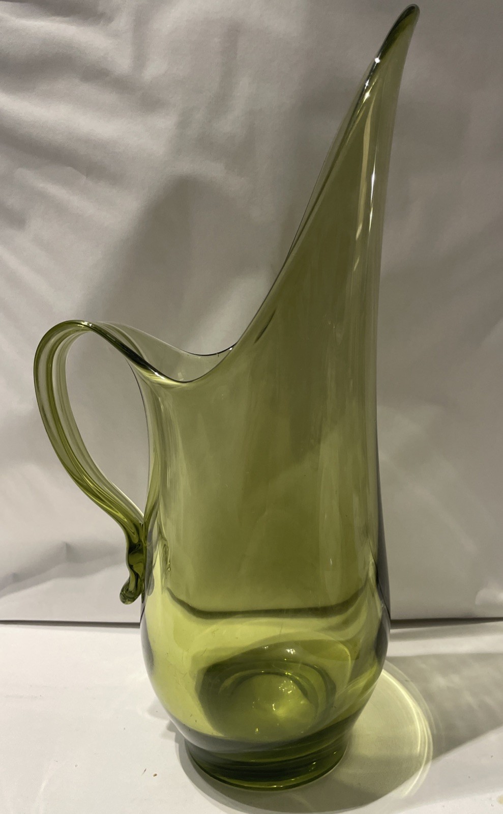 Vintage Viking Pitcher Vase Swung Art Glass 12” MCM Serveware Home Decor