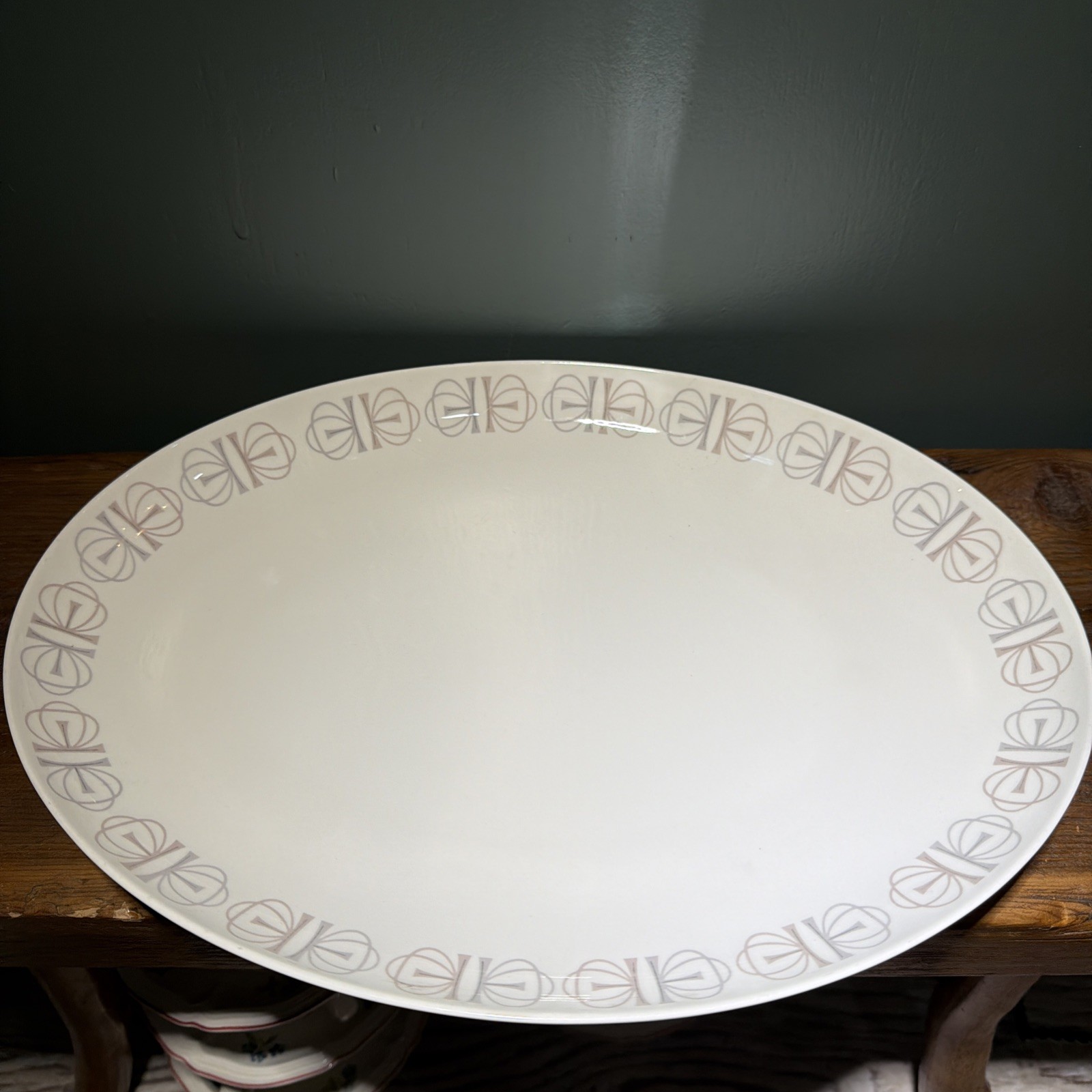 Franciscan Merry Go Round Oval Serving Platter 13” X 9.5” MCM Geometric Border
