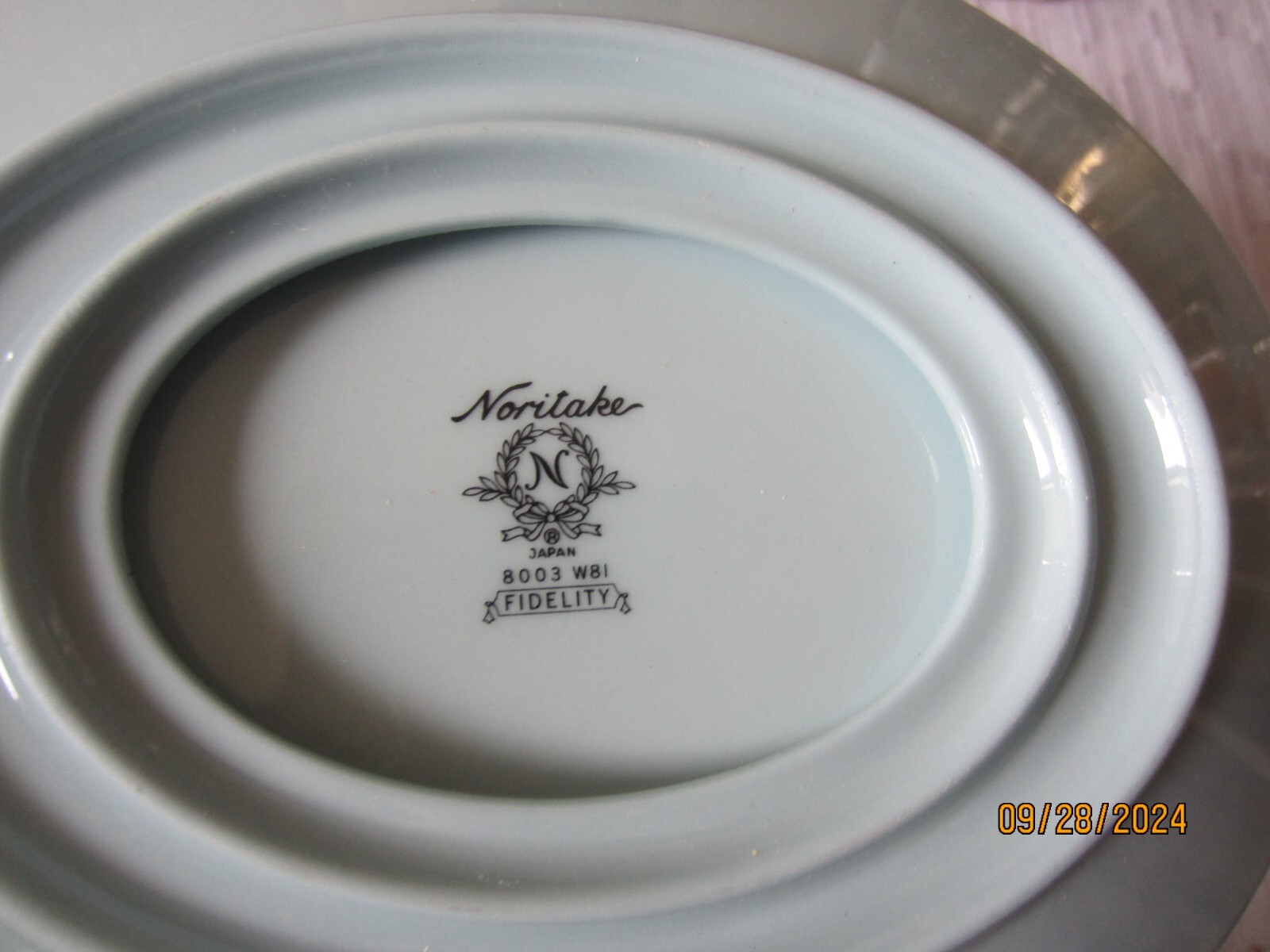 Noritake Fidelity Dinnerware Gavy Bowl Blue White Flowers Platinum Trim EUC