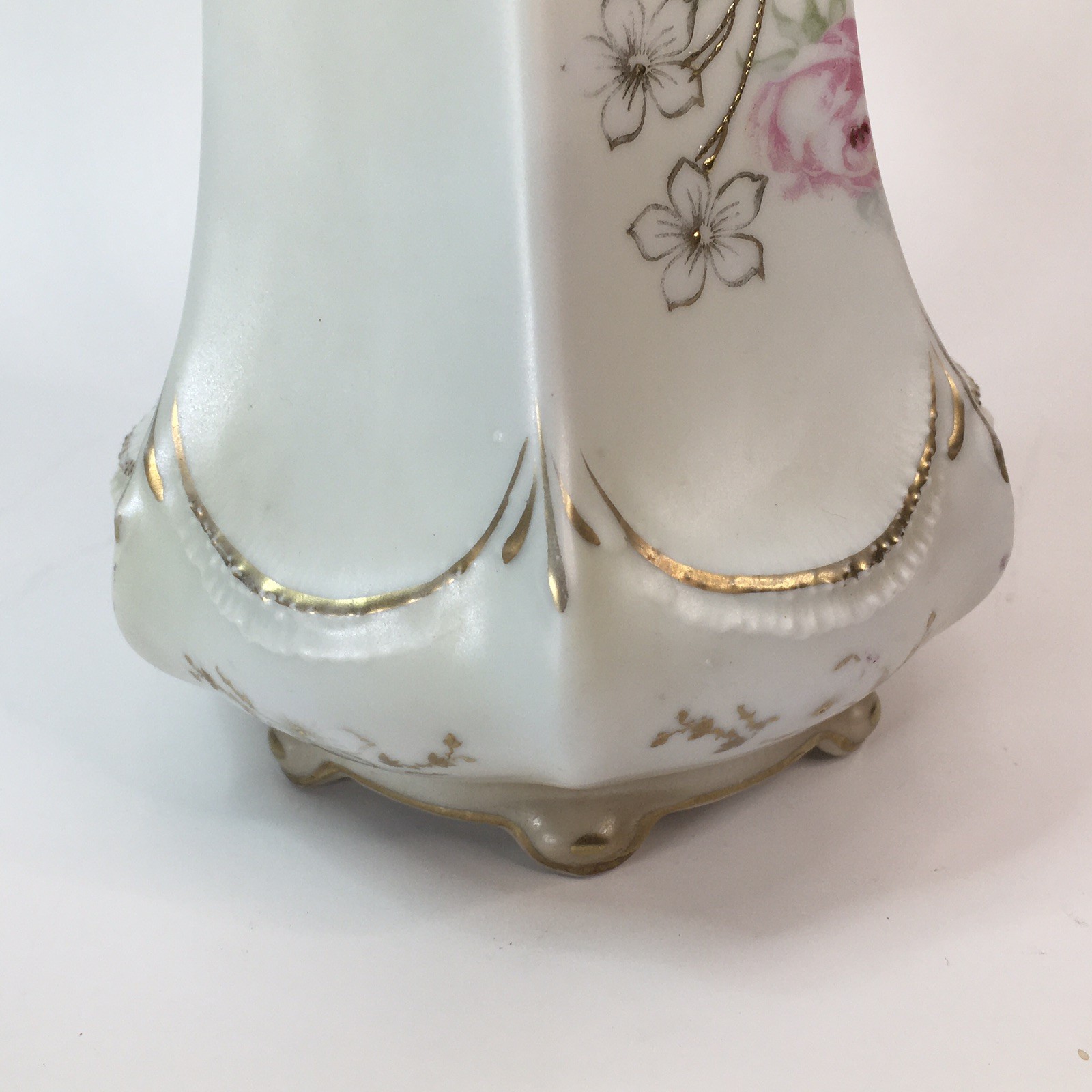 Antique RS Prussia Red Mark Chocolate Pot White Body W/ Pink Rose Gold Accent