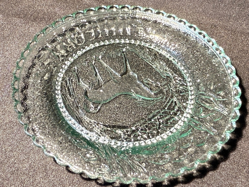Green Vaseline glass Unicorn plate tea cup horse uranium pony saucer selenium 3″