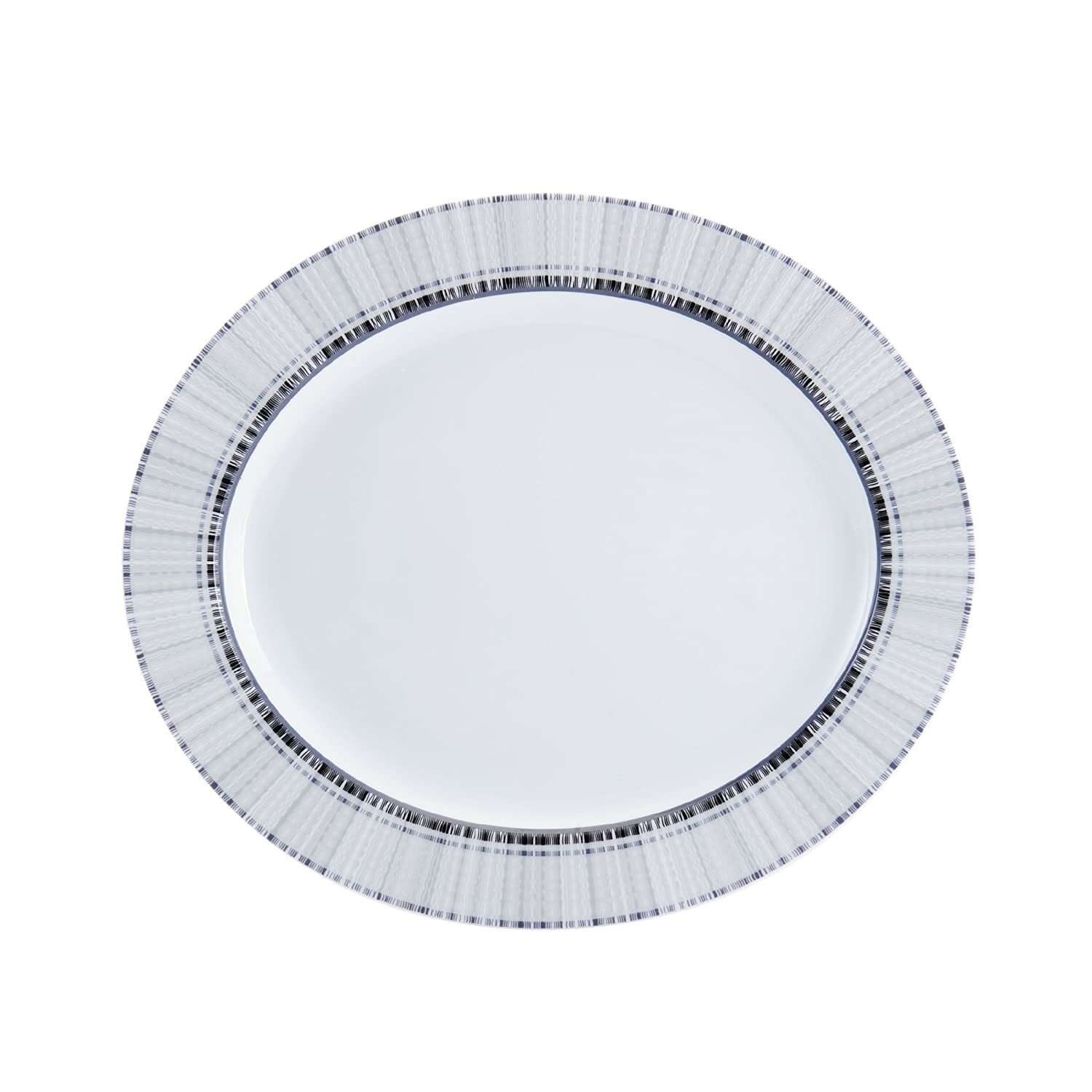 Mikasa Medley Oval 14.75 in White/Navy Serving Platter G1323
