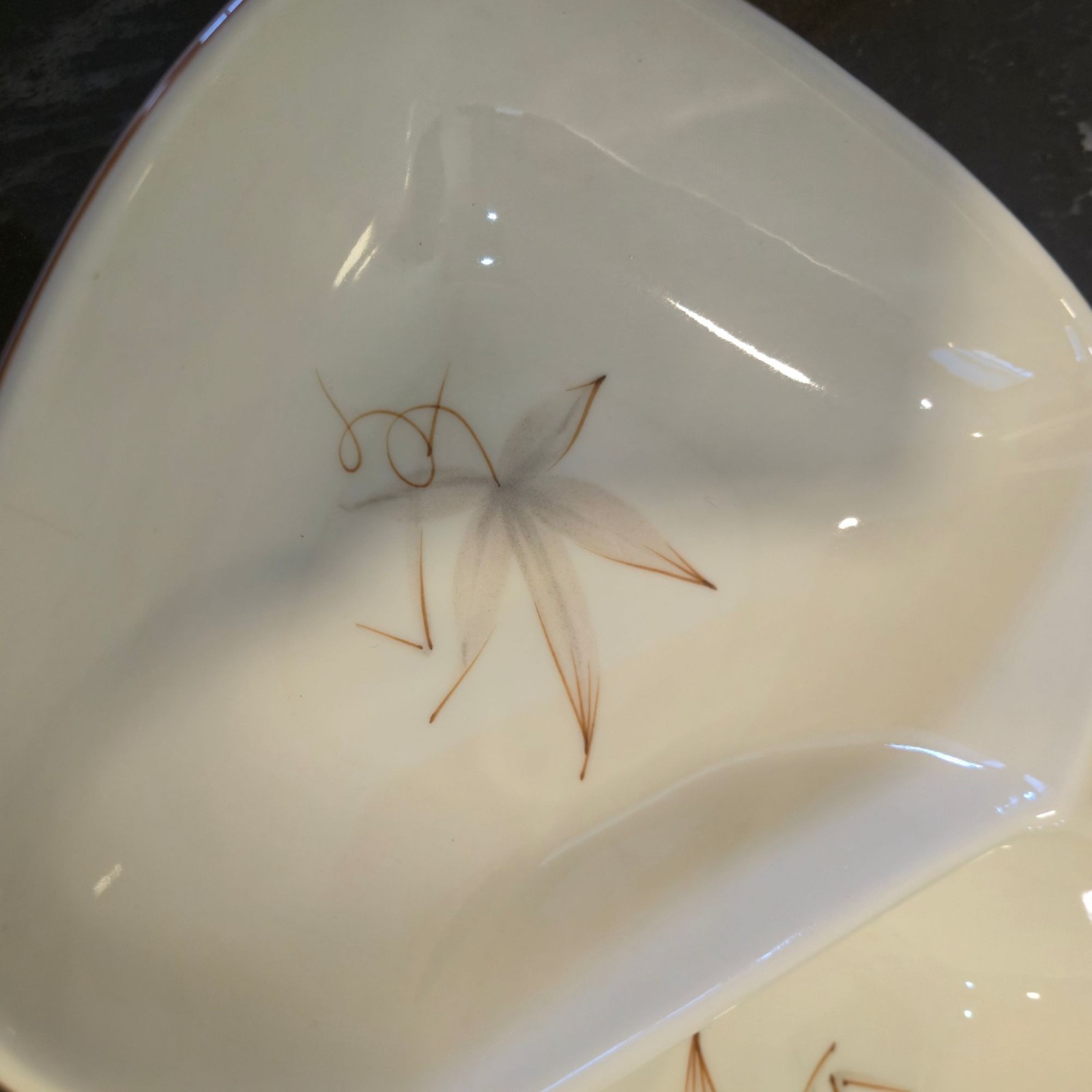 Vintage Winfield Passion Flower divided serving dish Made in USA Pottery 13″