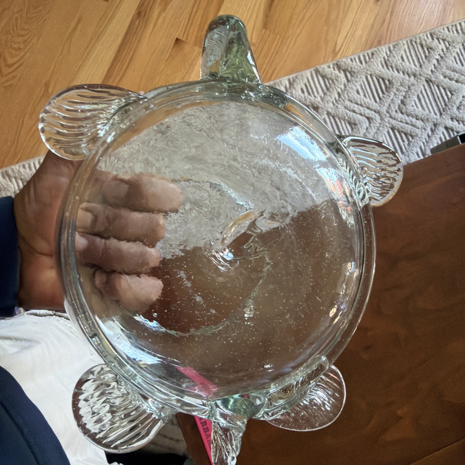 Mexican Hand Blown Clear Green Glass Sea Turtle Bowl Terrarium Beta Goldfish