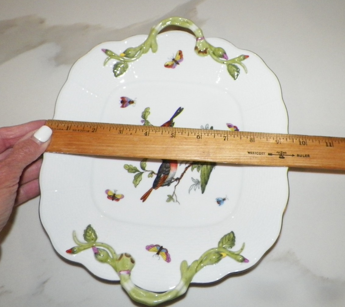 HEREND ROTHSCHILD BIRDS HANDLED TRAY 10 1/4″ x 9 1/4″