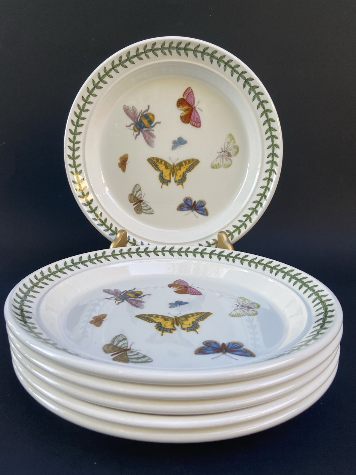6 Portmeirion Botanic Garden Salad Plates Britain Roses Butterflies 8-1/2”