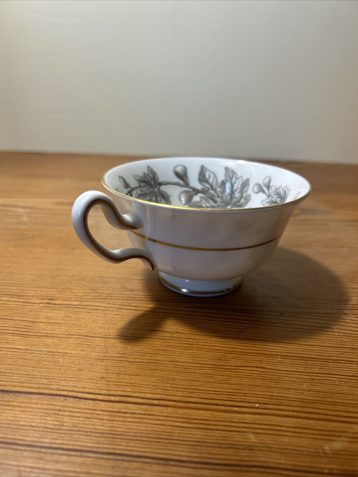 Wedgwood Ashford Grey Footed Cup & Saucer Set PEONY 2 1/8IN Discontinued Pattern