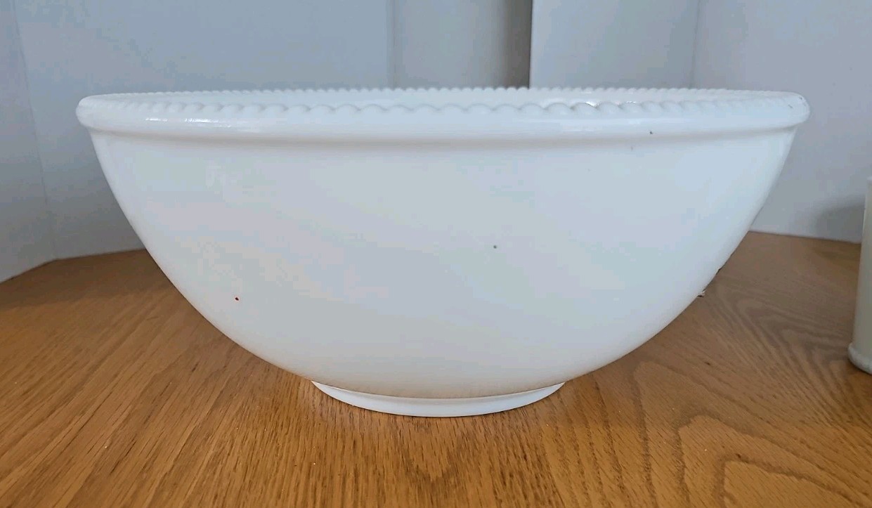 Vintage Tom & Jerry Milk Glass Beaded Punch Bowl & 11 Cups Sleigh Horses