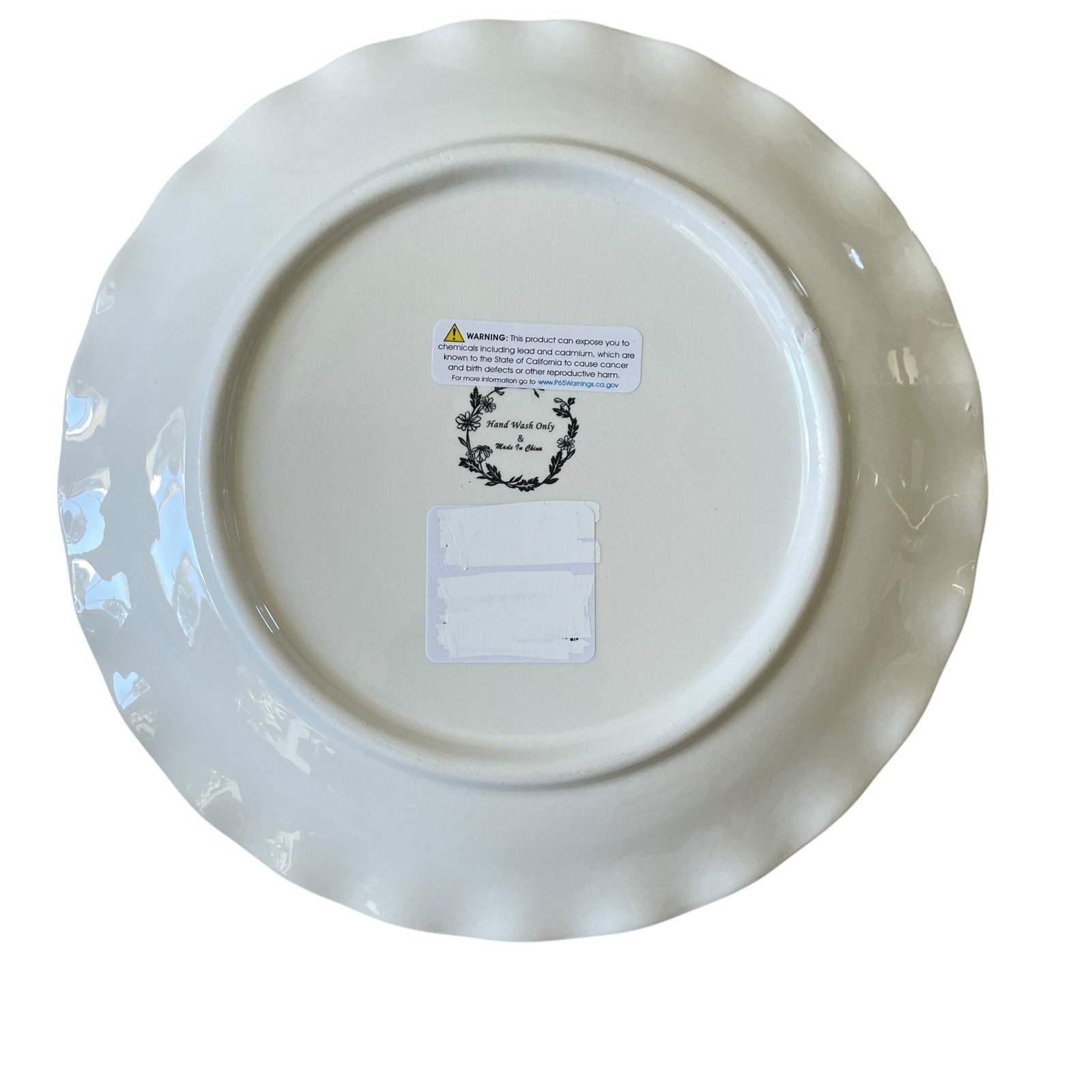 NEW Maxcera Blue Toile Bunny Rabbit Dinner Plates 11″ Scalloped Easter Set of 4