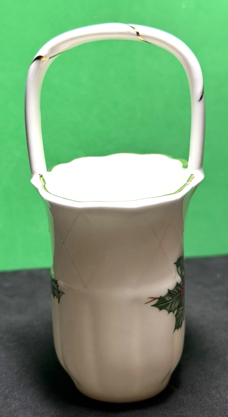 3 Vtg LEFTON Holly & Poinsettia Mini Pitcher Creamer and Basket Christmas Flower