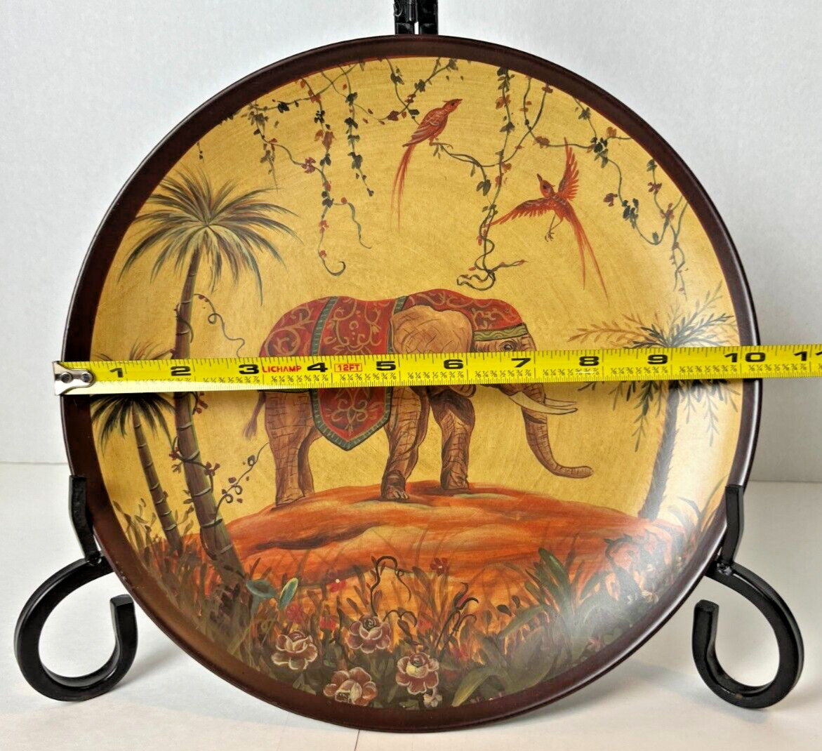 Vintage Elephant Plate Birds and Palm Trees 10” Home Decor