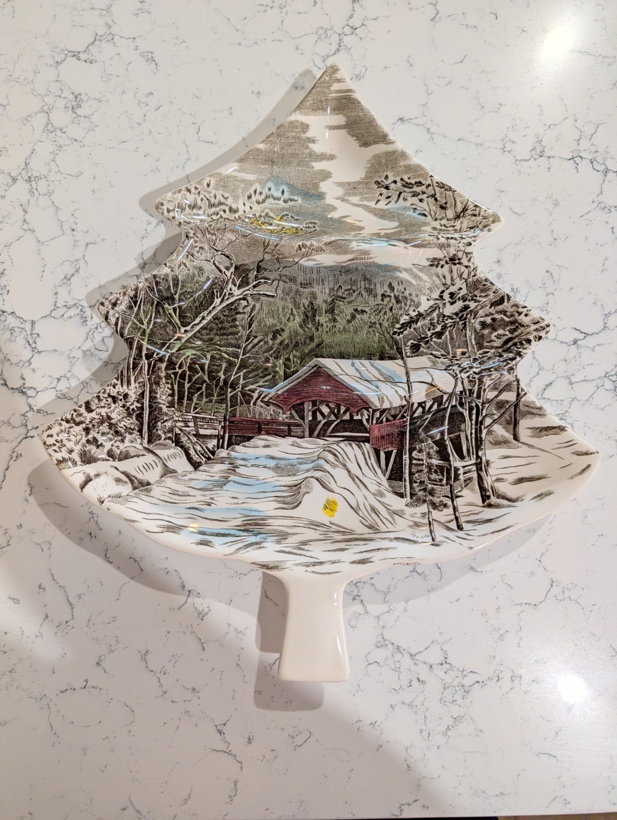 Johnson Bros The Covered Bridge christmas Tray Friendly 14in holiday serveing