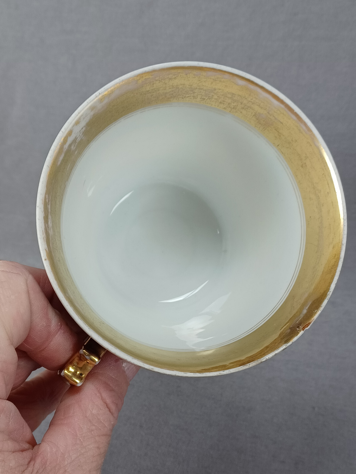 19th Century Austrian Hand Painted Neoclassical Portrait Oversized Cup & Saucer