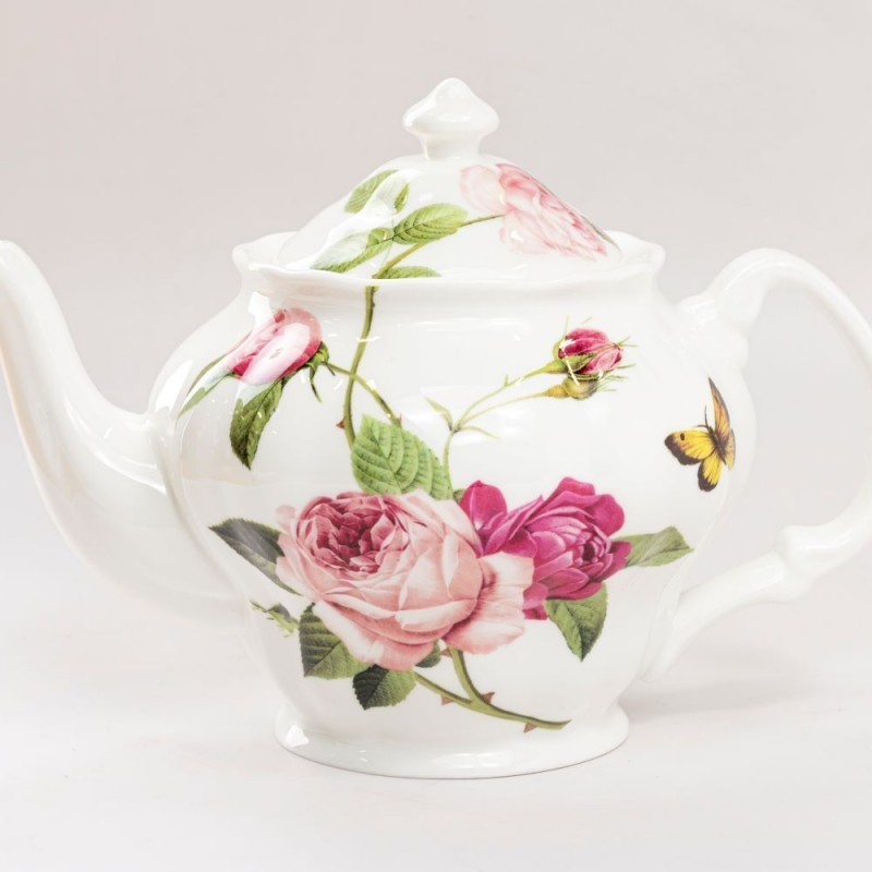 Grace Teaware Bone China Kensington Pink Rose Teapot