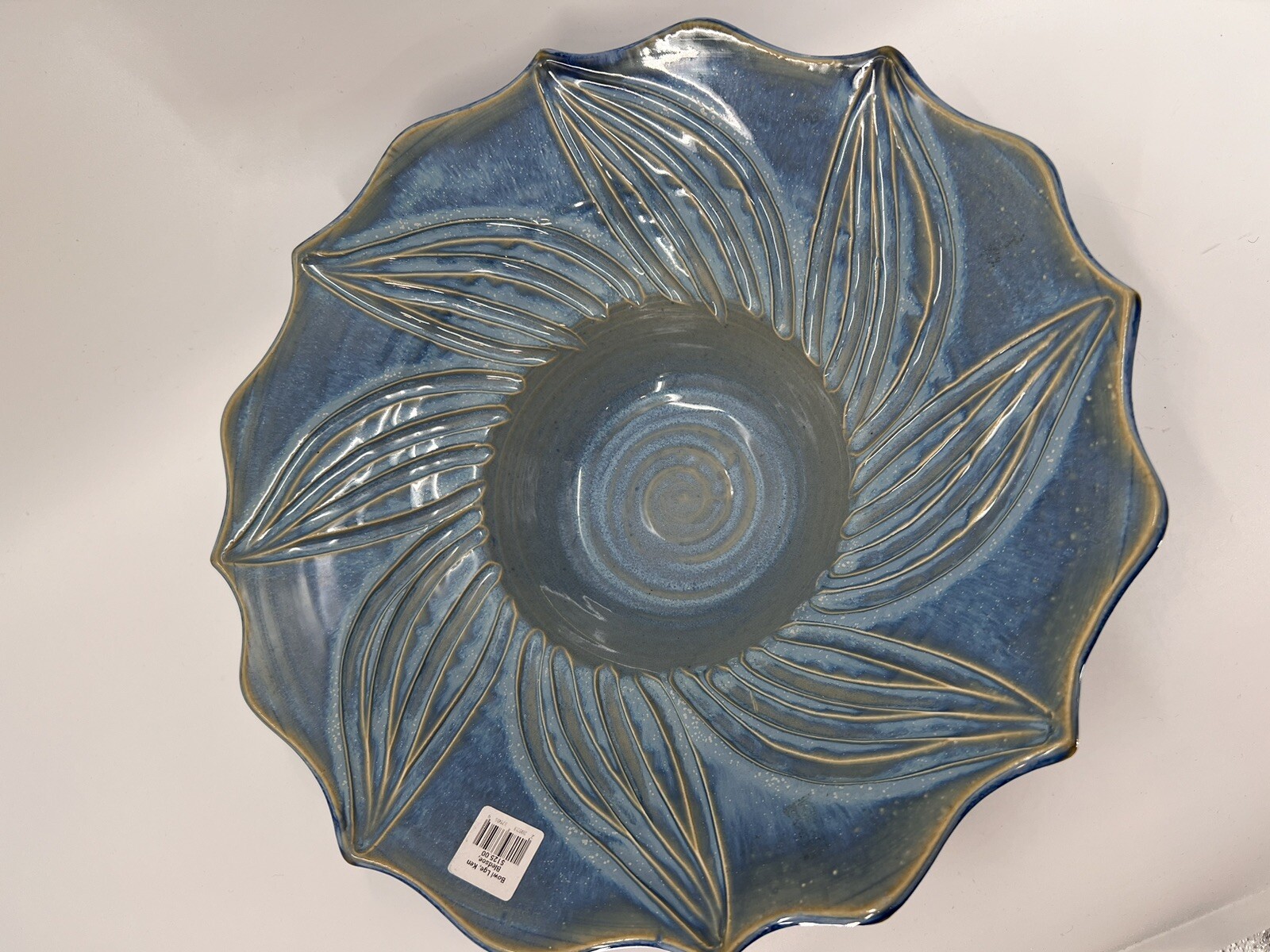 Ken Bledsoe Studio Art Pottery Decorative Large Blue Bowl North Carolina Signed