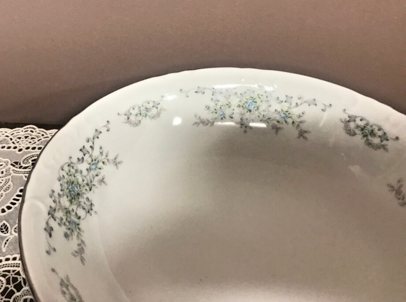 Vintage Theresa Pattern with Platinum Trim by NORLEANS Serving Bowl