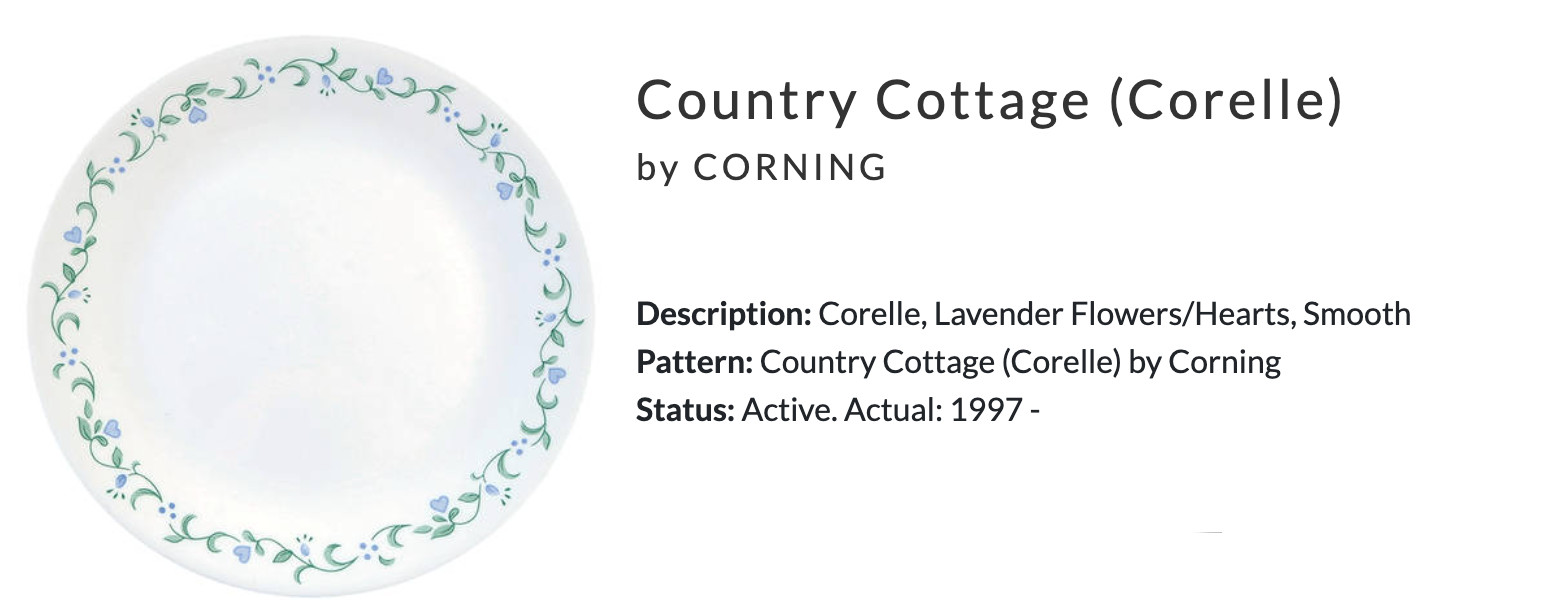 4 Dinner Plate Country Cottage Corelle by CORNING New 10 1/4″
