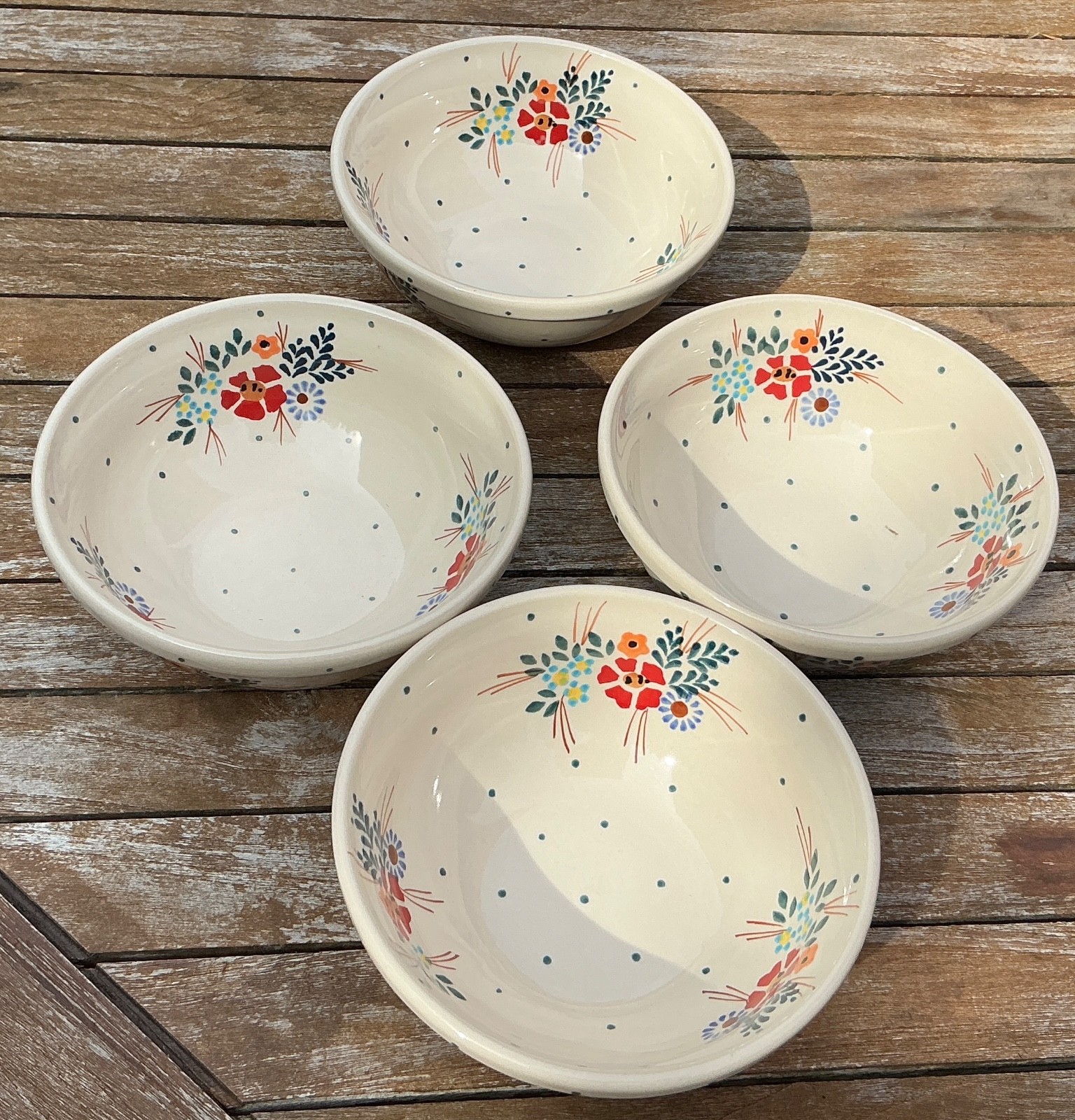 Set of 4 Boleslawiec Polish Pottery 6.5” Cereal Soup Bowls Poland NEW
