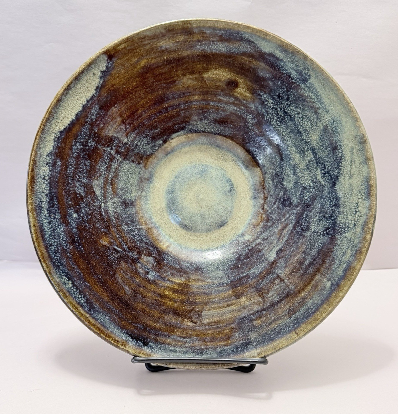 Art Studio Footed Ceramic Plate Dish Moody Home Decor OOAK 9″ VTG Boho Retro US