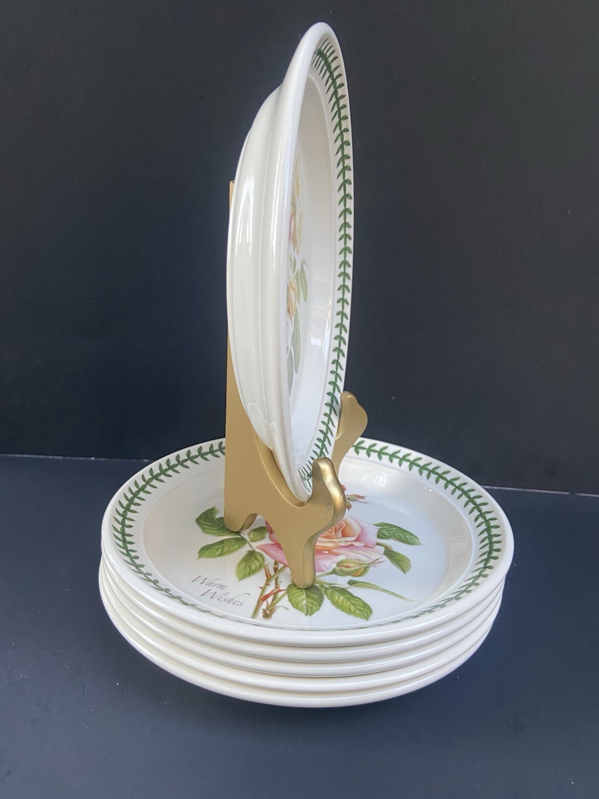 6 Portmeirion Botanic Garden Salad Plates Britain Roses Butterflies 8-1/2”