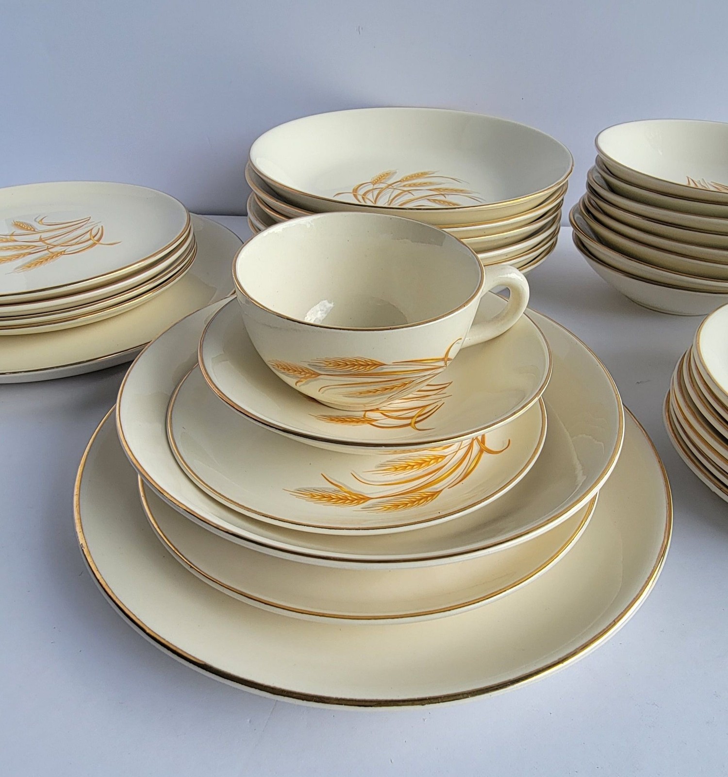 Vintage Golden Wheat 22K Gold Oven Proof Dinnerware Set