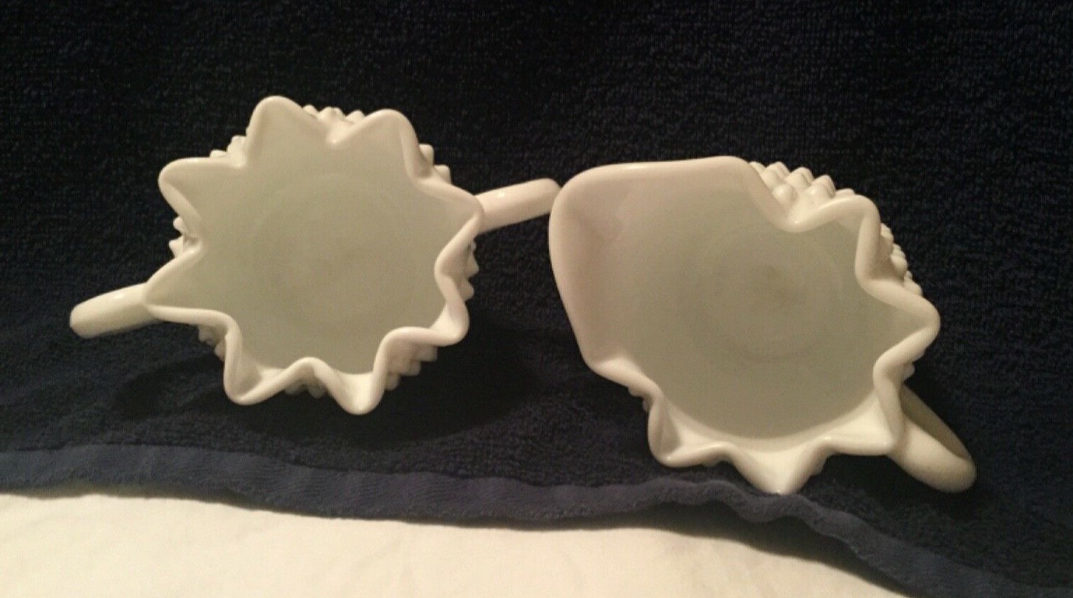 Vintage Fenton Hobnail White Milk Glass Star Sugar Bowl & Creamer #3906 Lovely