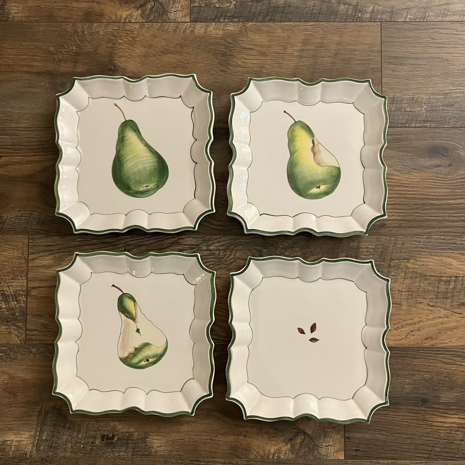 Vintage Set 4 Vietri Disappearing Pear Wall Hanging Plates 8 3/4″ each