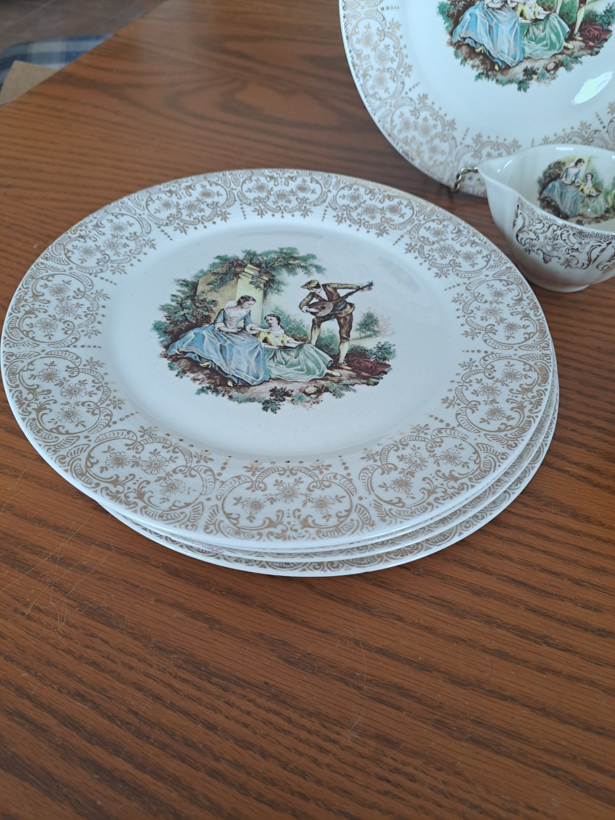 Triumph USA Limoges 22K China Triumph Courting Couples 11 Piece Grouping