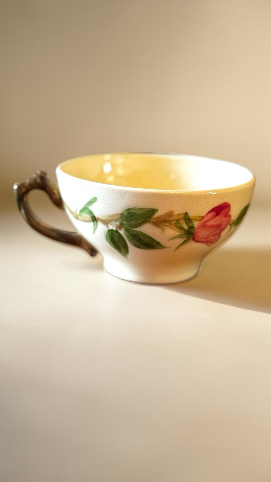 Set Of 4 Vintage Franciscan Desert Rose Flat Cups Pink Floral Tea/Coffee Cups